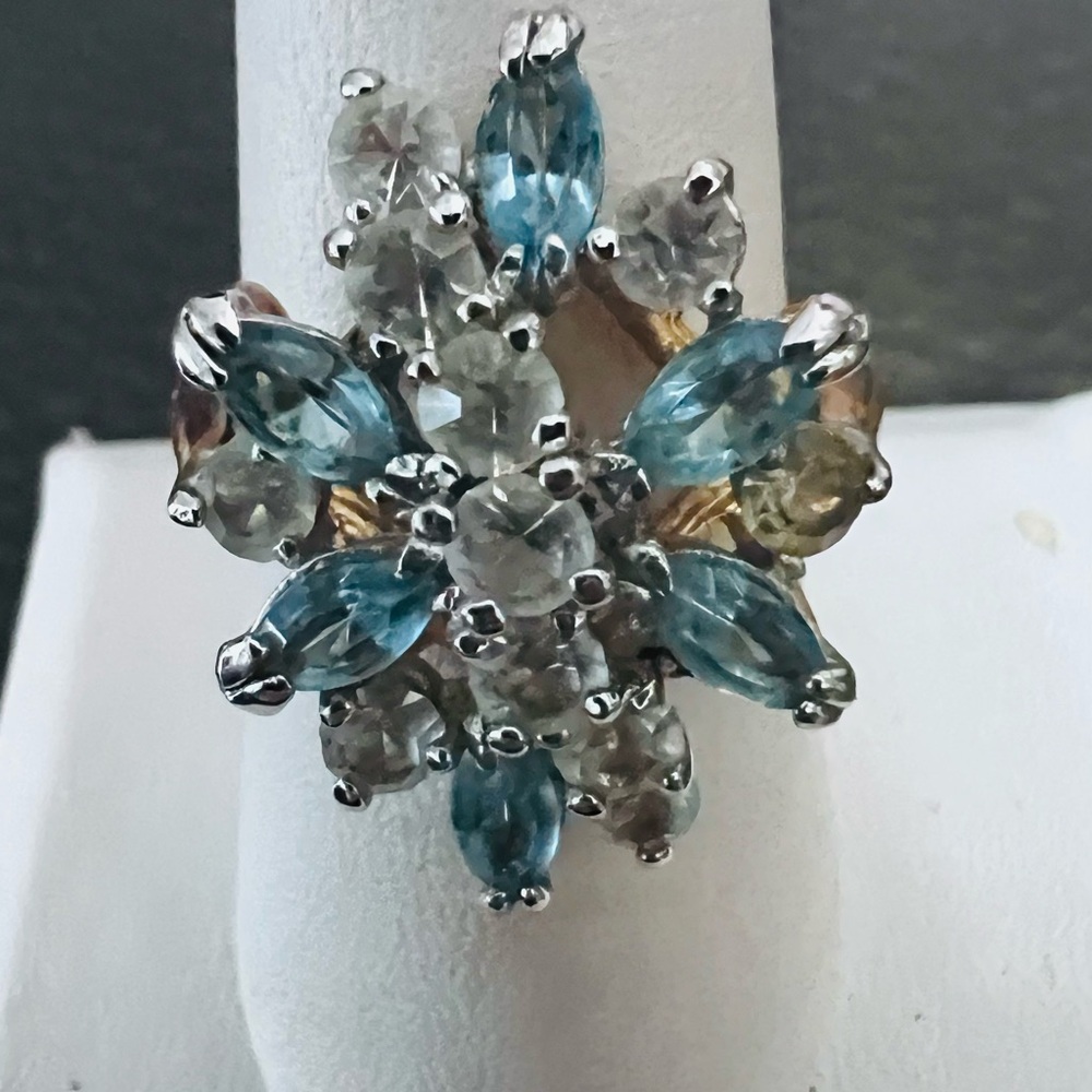 Blue Multi-Gem Cluster Ring by - Picture 2 of 8
